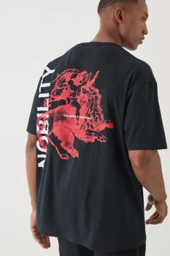 Oversized Heavy Back Print Nobility Renaissance T-shirt | UK^boohooMAN New
