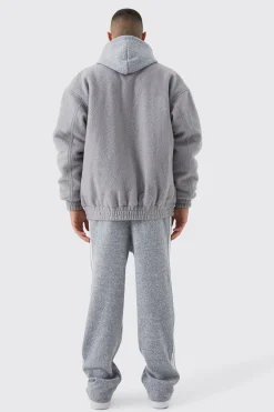 boohooMAN Oversized Heavy Boucle Textured Bomber | UK| Coats & Jackets