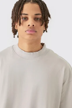 Oversized Heavy Extended Jacquard Neck T-shirt | UK^boohooMAN Sale