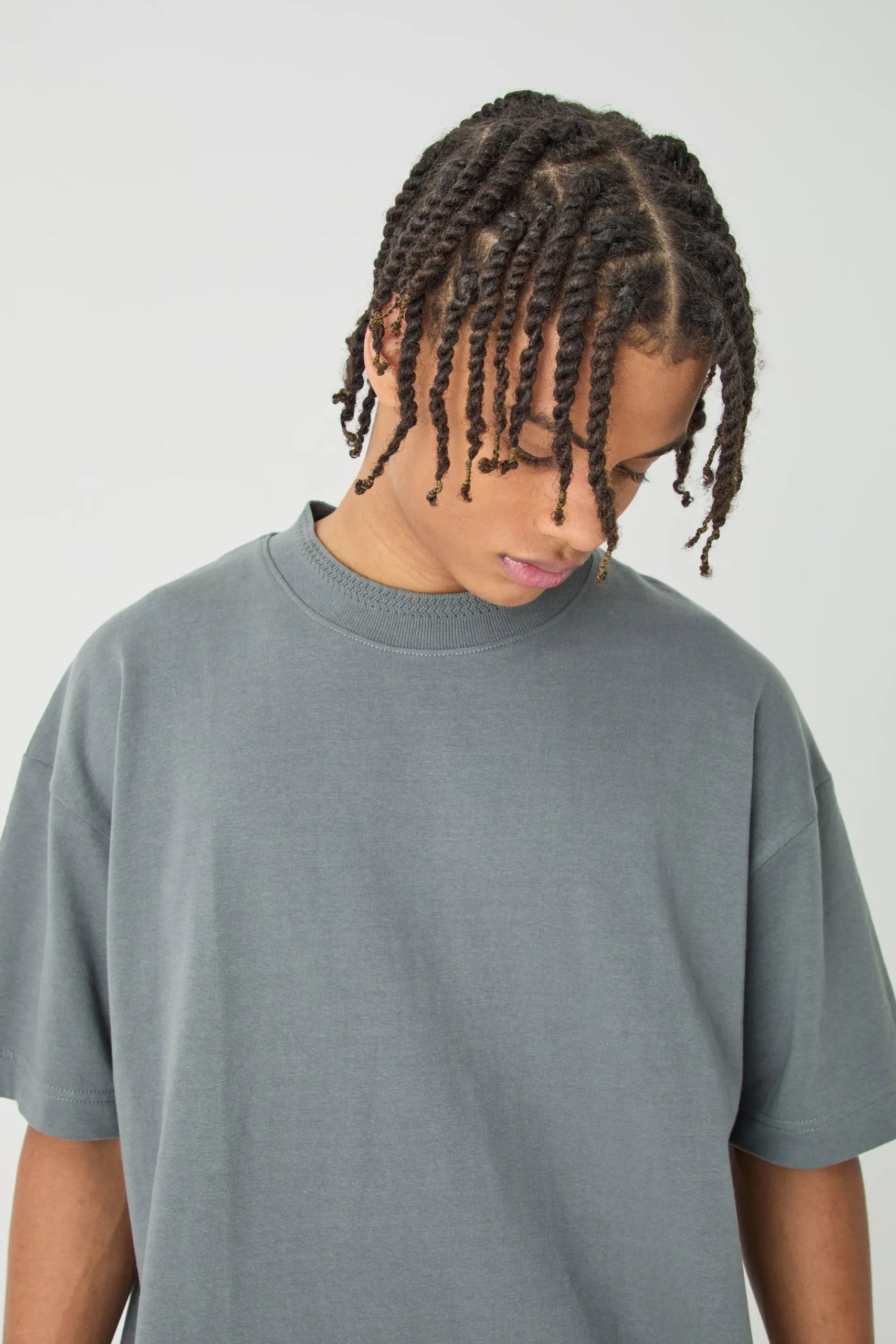 Oversized Heavy Extended Jacquard Neck T-shirt | UK^boohooMAN Sale