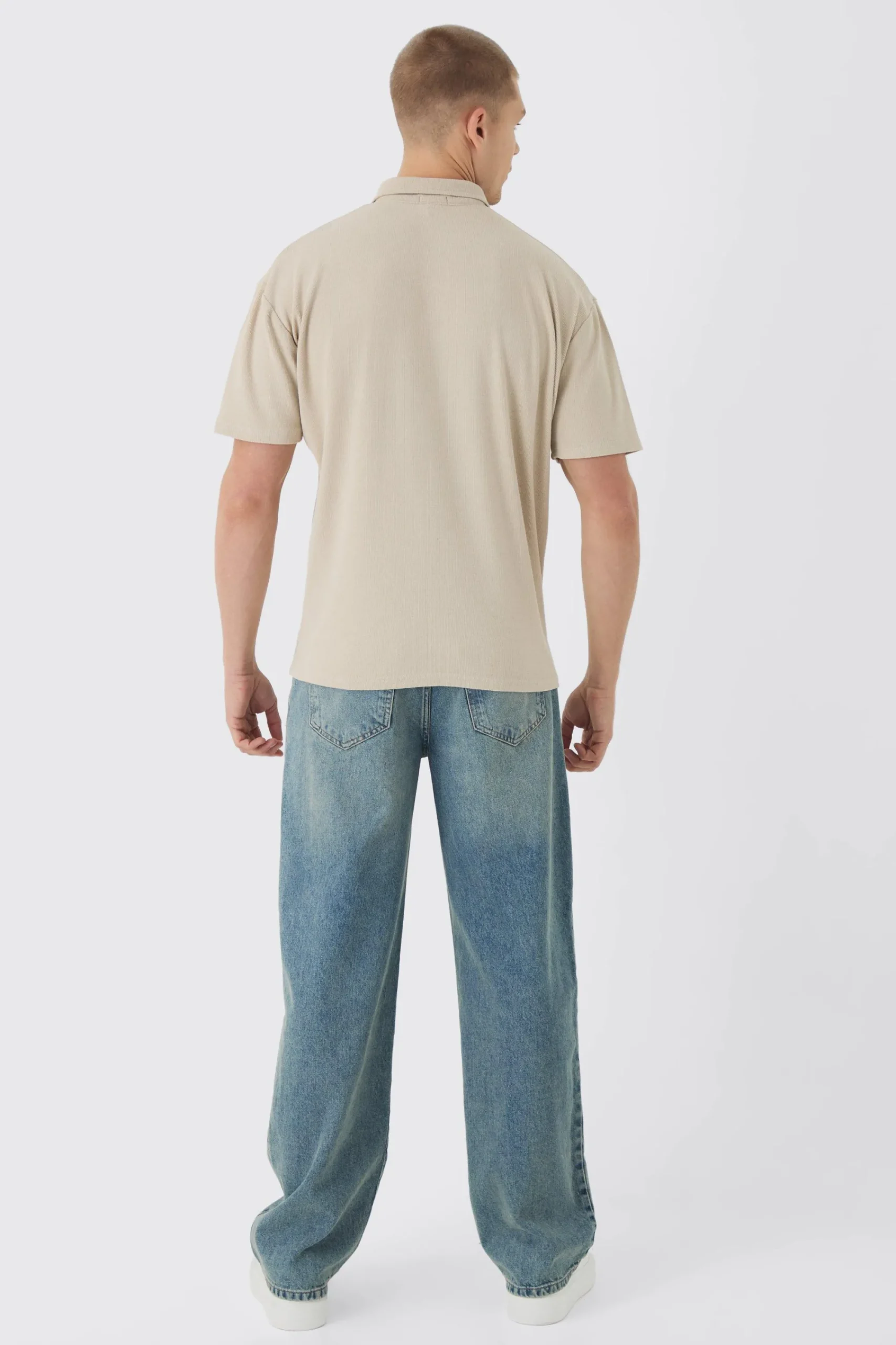 Oversized Heavy Rib Washed Polo | UK^boohooMAN