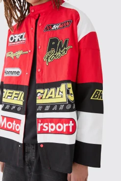 boohooMAN Oversized Heavy Twill Moto Badge Jacket | UK| Shirts