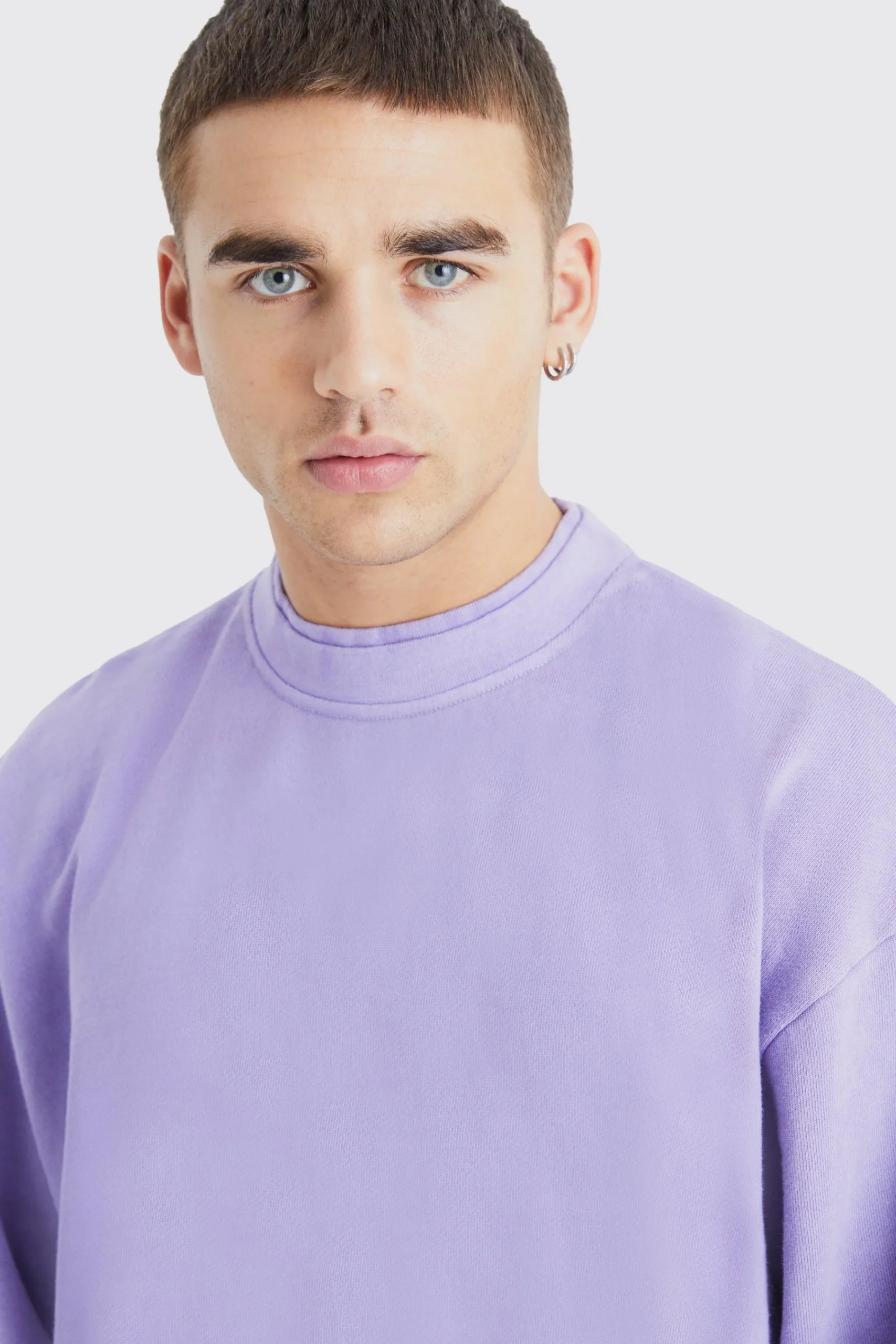 boohooMAN Oversized Heavy Washed Double Neck Sweatshirt | UK| Hoodies & Sweatshirts