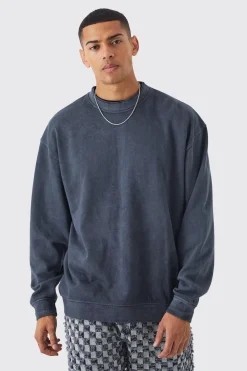 boohooMAN Oversized Heavy Washed Double Neck Sweatshirt | UK| Hoodies & Sweatshirts