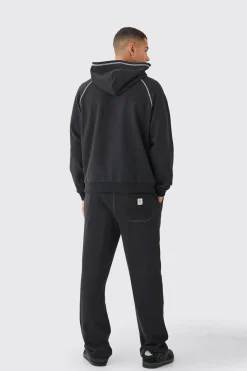 boohooMAN Oversized Heavyweight Applique Contrast Stitch Tracksuit | UK| Tracksuits