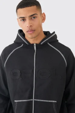 boohooMAN Oversized Heavyweight Applique Contrast Stitch Tracksuit | UK| Tracksuits