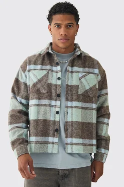 boohooMAN Oversized Heavyweight Brushed Check Overshirt | UK| Shirts