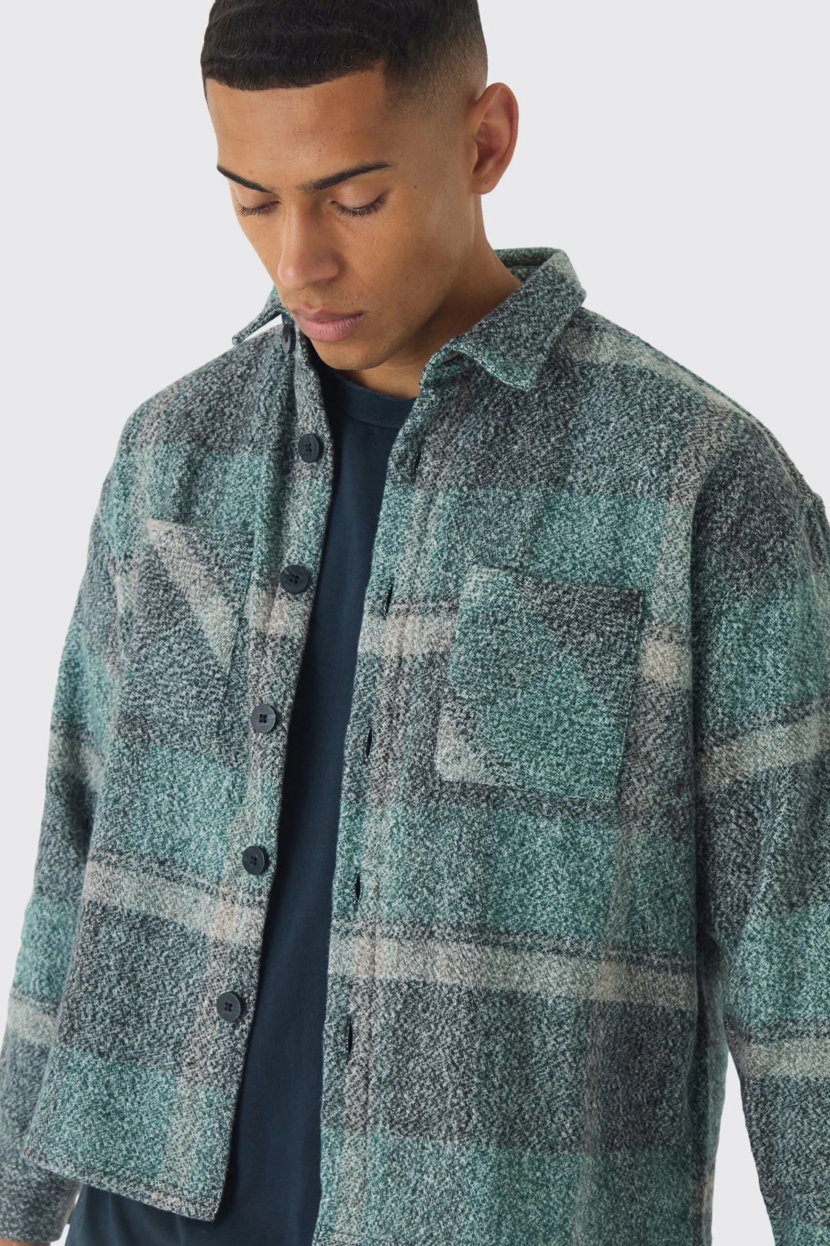 boohooMAN Oversized Heavyweight Brushed Check Overshirt | UK| Shirts