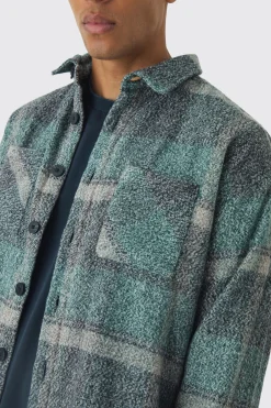 boohooMAN Oversized Heavyweight Brushed Check Overshirt | UK| Shirts
