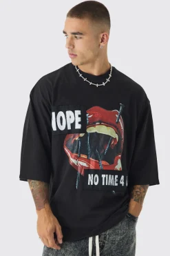 Oversized Heavyweight Distressed Applique T-Shirt | UK^boohooMAN Discount