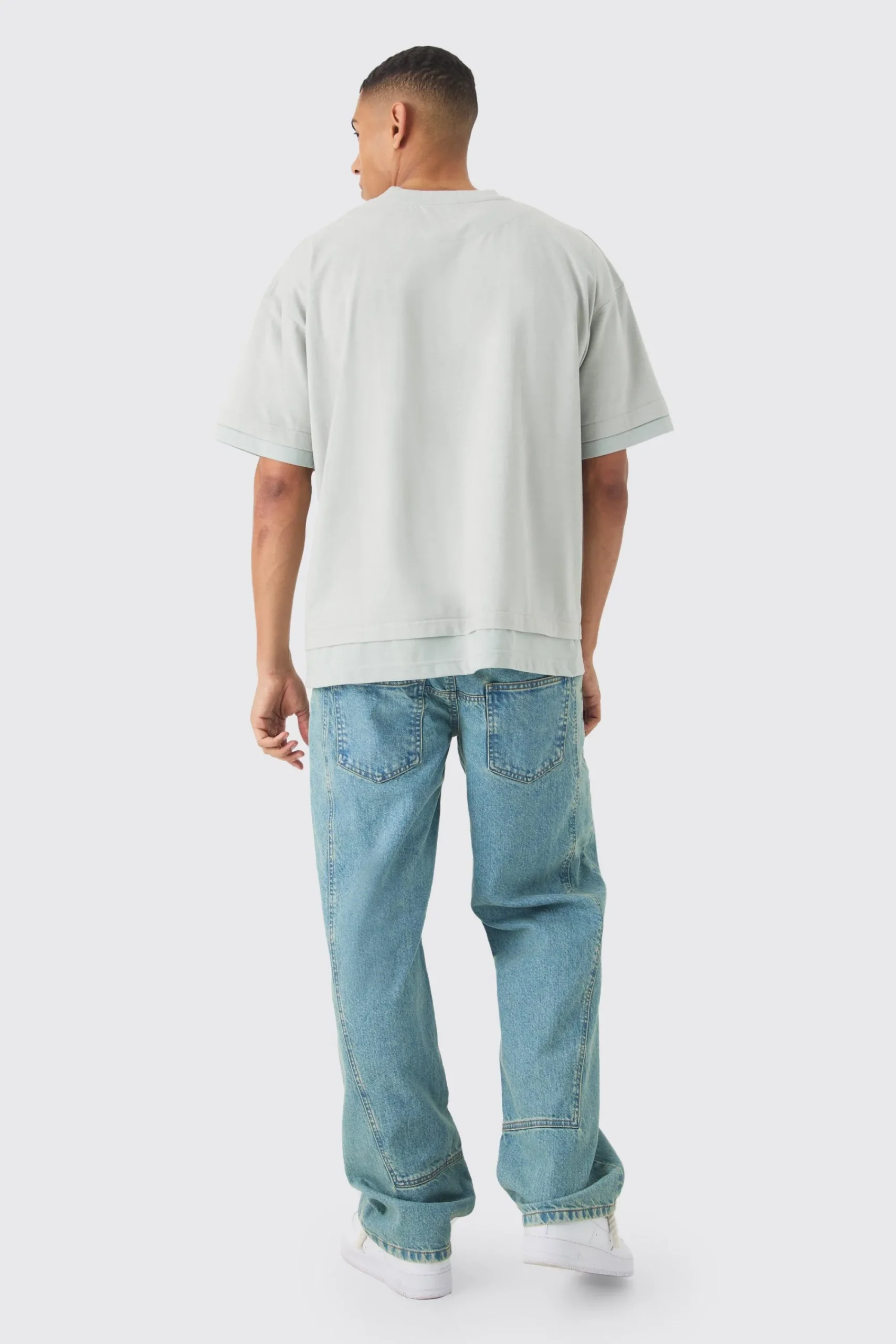 Oversized Heavyweight Faux Layer Vintage Wash T-shirt | UK^boohooMAN