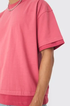 Oversized Heavyweight Faux Layer Vintage Wash T-shirt | UK^boohooMAN