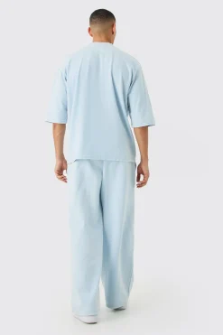 boohooMAN Oversized Heavyweight Half Sleeve Acid Applique Tracksuit | UK| Sets & Co-Ords