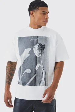 Oversized Heavyweight Interlock Rose Graphic T-shirt | UK^boohooMAN Discount