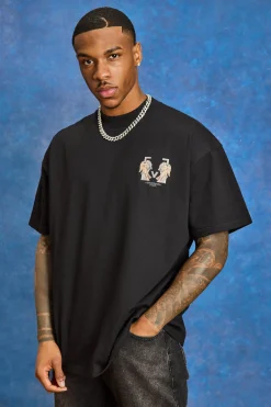 Oversized Heavyweight 'M' Cherub T-shirt | UK^boohooMAN Online