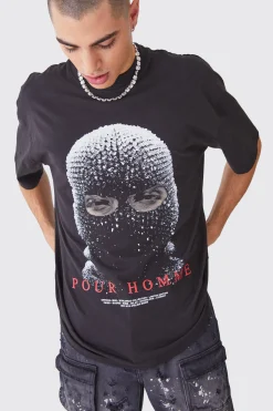Oversized Heavyweight Mask Graphic T-shirt | UK^boohooMAN New