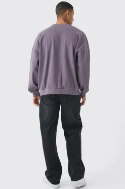 boohooMAN Oversized Heavyweight Ribbed Washed Drop Shoulder Sweatshirt | UK| Hoodies & Sweatshirts