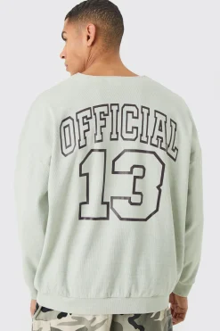 boohooMAN Oversized Heavyweight Ribbed Washed Varsity Hockey Sweatshirt | UK| Hoodies & Sweatshirts