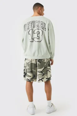 boohooMAN Oversized Heavyweight Ribbed Washed Varsity Hockey Sweatshirt | UK| Hoodies & Sweatshirts