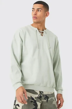 boohooMAN Oversized Heavyweight Ribbed Washed Varsity Hockey Sweatshirt | UK| Hoodies & Sweatshirts