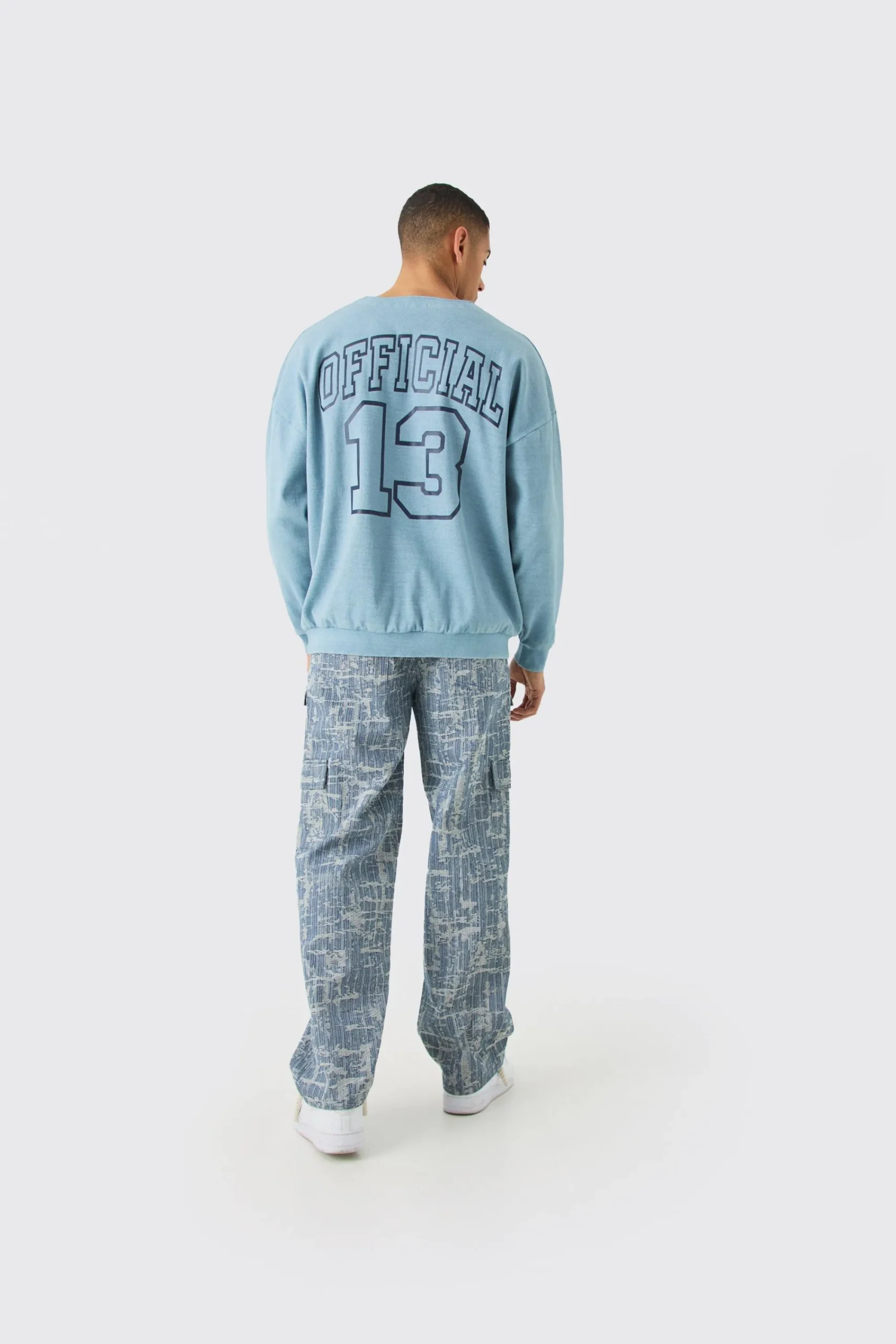 boohooMAN Oversized Heavyweight Ribbed Washed Varsity Hockey Sweatshirt | UK| Hoodies & Sweatshirts