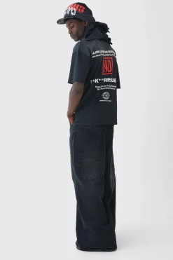 Oversized Heavyweight Sun Bleached Printed Nibbling T-shirt | UK^boohooMAN Outlet