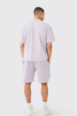 boohooMAN Oversized Heavyweight T-shirt & Ribbed Shorts Set | UK| Sets & Co-Ords|Tracksuits