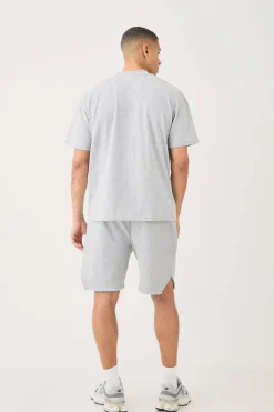 boohooMAN Oversized Heavyweight T-shirt & Ribbed Shorts Set | UK| Sets & Co-Ords|Tracksuits
