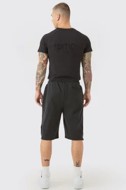 boohooMAN Oversized Heavyweight Zip Hem Shorts & T-shirt Set | UK| Sets & Co-Ords|Tracksuits