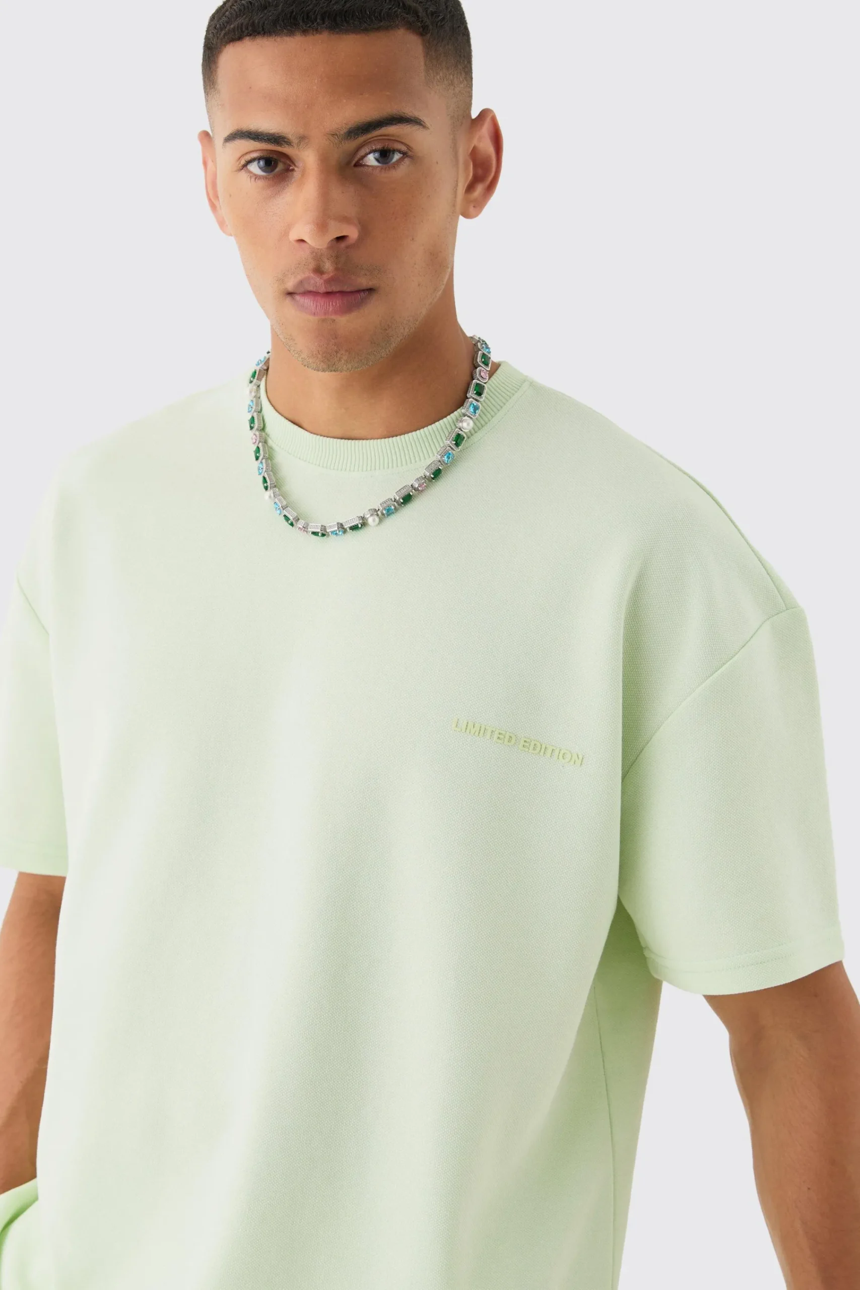 Oversized High Build Pique Limited T-shirt | UK^boohooMAN