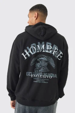boohooMAN Oversized Hombre Eagle Printed Hoodie | UK| Hoodies & Sweatshirts