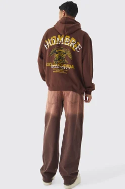 boohooMAN Oversized Hombre Eagle Printed Hoodie | UK| Hoodies & Sweatshirts