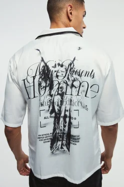 boohooMAN Oversized Homme Back Graphic Satin Shirt | UK| Shirts