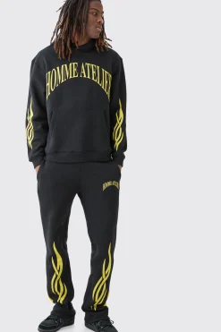 boohooMAN Oversized Homme Bm Printed Hooded Tracksuit | UK| Tracksuits
