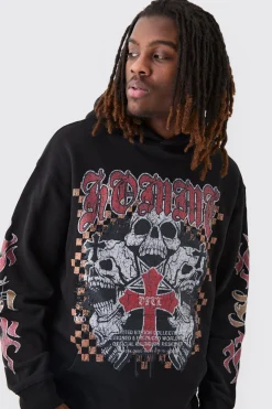 boohooMAN Oversized Homme Cross Graphic Hoodie | UK| Hoodies & Sweatshirts