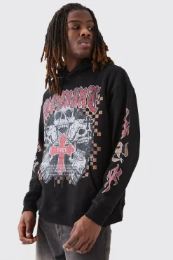 boohooMAN Oversized Homme Cross Graphic Hoodie | UK| Hoodies & Sweatshirts