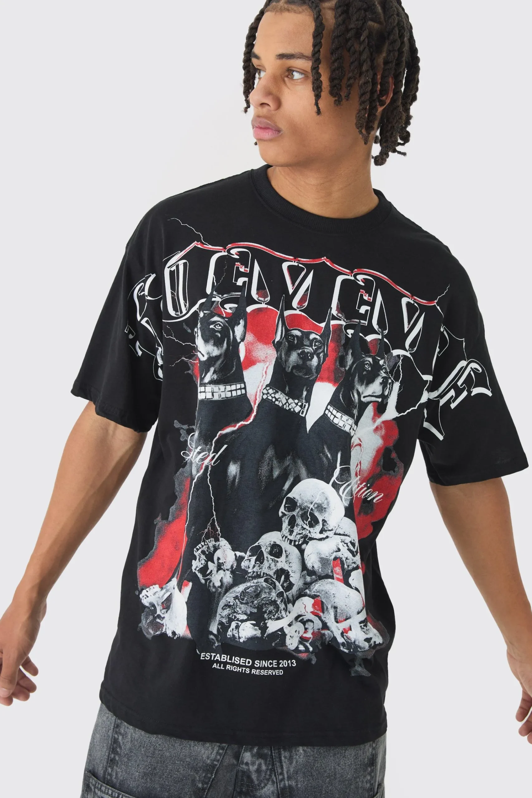 Oversized Homme Gothic Overseams T-Shirt | UK^boohooMAN Online