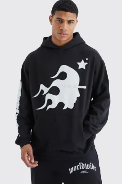 boohooMAN Oversized Homme Graphic Puff Print Hoodie | UK| Hoodies & Sweatshirts