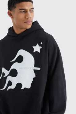 boohooMAN Oversized Homme Graphic Puff Print Hoodie | UK| Hoodies & Sweatshirts