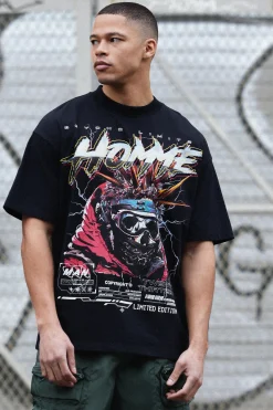 Oversized Homme Skull Graphic Heavyweight T-shirt | UK^boohooMAN Hot