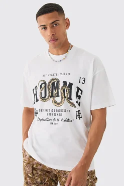 Oversized Homme Snake Print T-shirt | UK^boohooMAN Sale