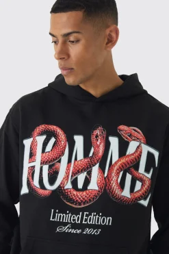 boohooMAN Oversized Homme Snake Print Hoodie | UK| Hoodies & Sweatshirts