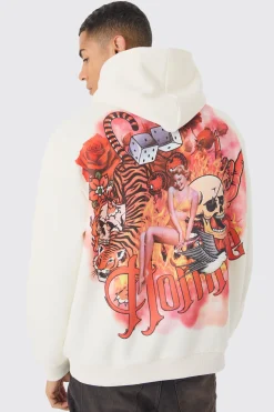 boohooMAN Oversized Homme Tattoo Back Graphic Hoodie | UK| Hoodies & Sweatshirts