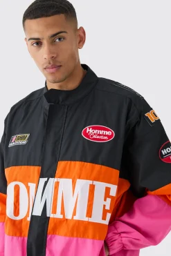 boohooMAN Oversized Homme Twill Moto Jacket In | UK| Coats & Jackets