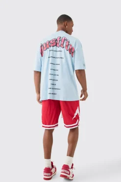 boohooMAN Oversized Hustlin Teddy T-shirt Basketball Set | UK| Sets & Co-Ords
