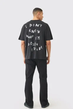Oversized I Don't Know What I'm Doing Either Back Print Slogan T-shirt | UK^boohooMAN Best
