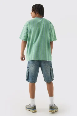 boohooMAN Oversized Indigo Dyed Striped Jacquard Sweatshirt | UK| Hoodies & Sweatshirts