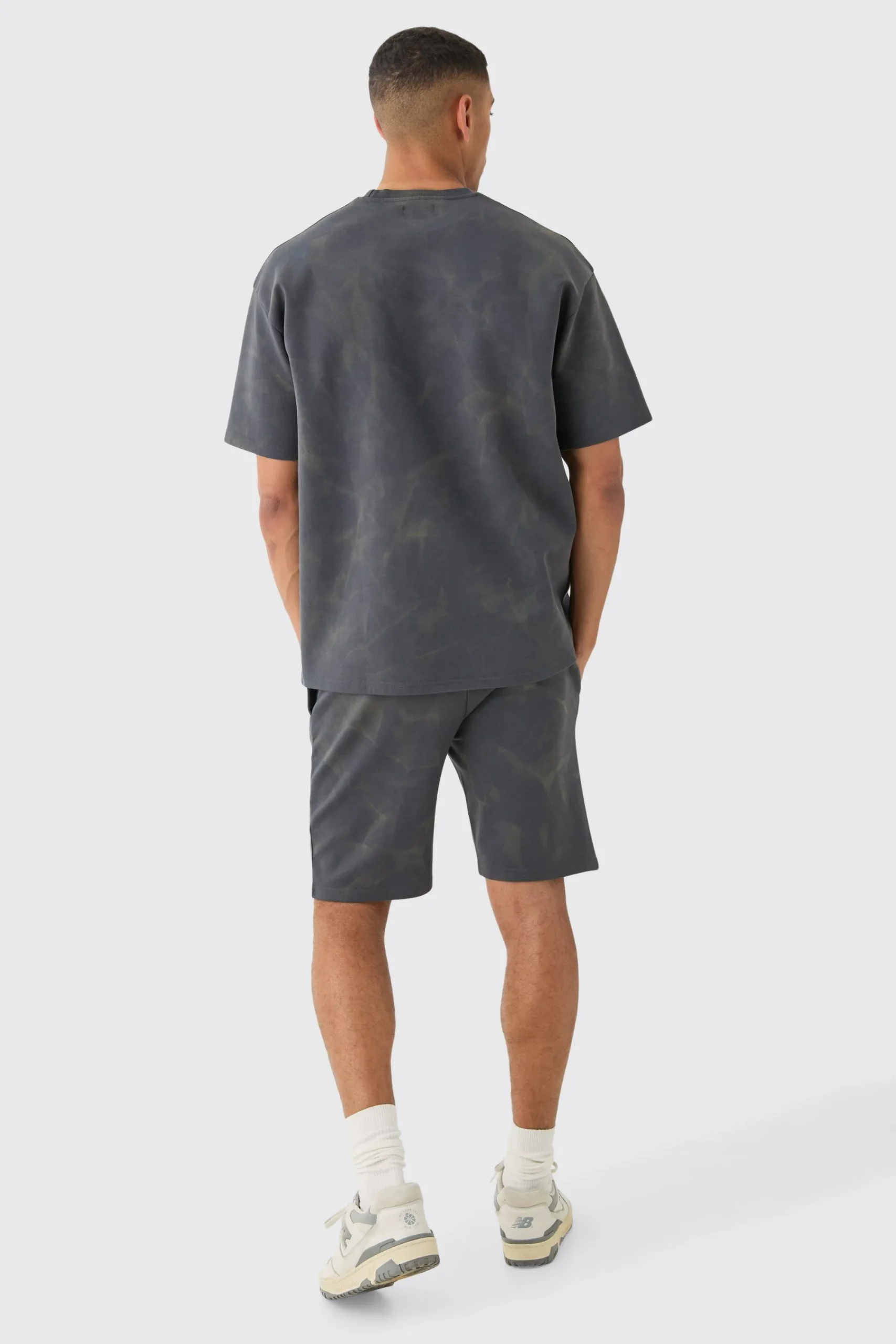 Oversized Interlock Laser Printed T-shirt & Shorts Set | UK^boohooMAN New