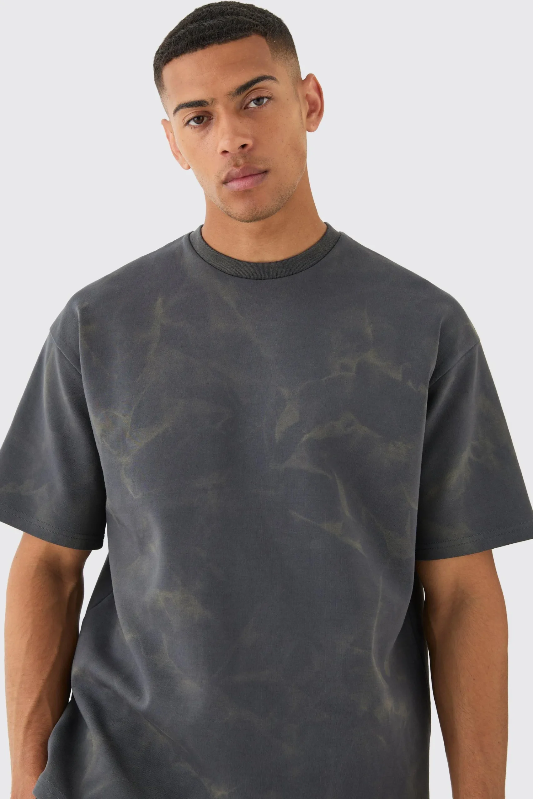 Oversized Interlock Laser Printed T-shirt & Shorts Set | UK^boohooMAN New