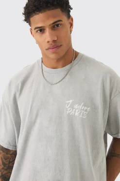 Oversized J'adore Paris Print T-shirt | UK^boohooMAN